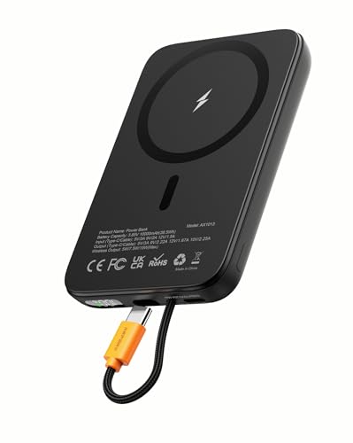 Magnetische Powerbank Klein Wireless 10000mAh: AsperX 22.5W PD Power Bank mit USB-C Kabel Schnellladen-Induktives Externe Handyakkus für iPhone 16 15 14 13 12 Max/Pro/Plus-Portable,LED-Display,Schwarz Magnetische Powerbank Klein Wireless 10000mAh: AsperX 22.5W PD Power Bank mit USB-C Kabel Schnellladen-Induktives Externe Handyakkus für iPhone 16 15 14 13 12 Max/Pro/Plus-Portable,LED-Display,Schwarz von AsperX