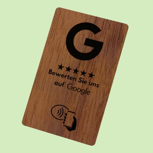 Google Bewertungskarten mit NFC Smart Technik (WIR RICHTEN IHRE KARTE FÜR SIE EIN) Erhalten sie mehr Rezensionen (HOLZ) von Aspira