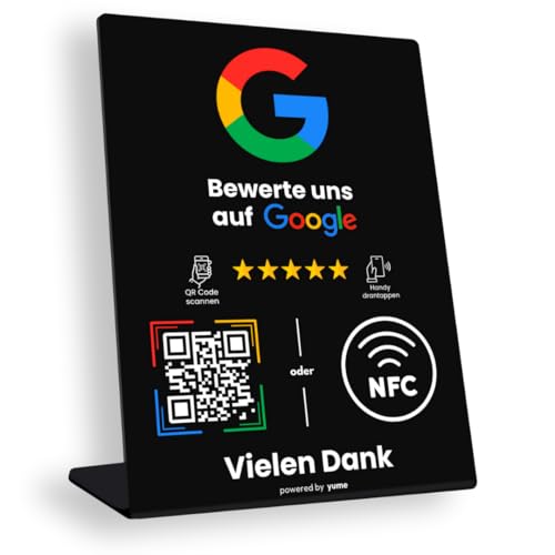 Google Bewertungsständer mit NFC & QR Code Smart Technik (WIR RICHTEN IHREN STÄNDER FÜR SIE EIN) Erhalten Sie mehr Rezensionen (Schwarz, 11 x 15cm) von Aspira