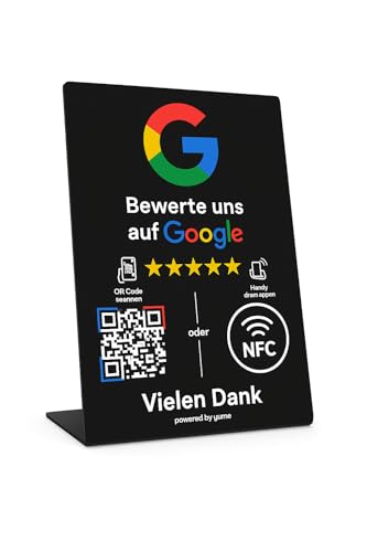 Google Bewertungsständer mit NFC & QR Code Smart Technik (WIR RICHTEN IHREN STÄNDER FÜR SIE EIN) Erhalten Sie mehr Rezensionen (Schwarz, 7 x 10,5cm) von Aspira
