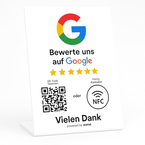 Google Bewertungsständer mit NFC & QR Code Smart Technik (WIR RICHTEN IHREN STÄNDER FÜR SIE EIN) Erhalten Sie mehr Rezensionen (Weiß, 11 x 15cm) von Aspira