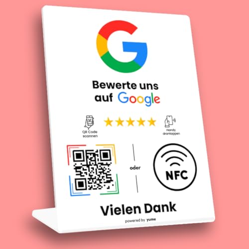 Google Bewertungsständer mit NFC & QR Code Smart Technik (WIR RICHTEN IHREN STÄNDER FÜR SIE EIN) Erhalten Sie mehr Rezensionen (Weiß, 7 x 10,5cm) von Aspira
