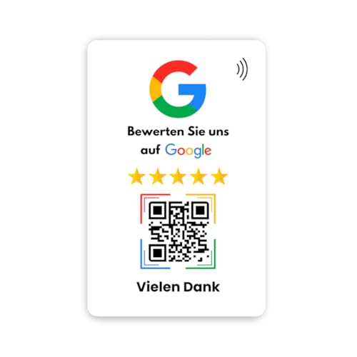 NFC Google Bewertungs - Rezensionskarten – Voreingerichtet für Sofortigen Einsatz (Weiß + QR Code) von Aspira