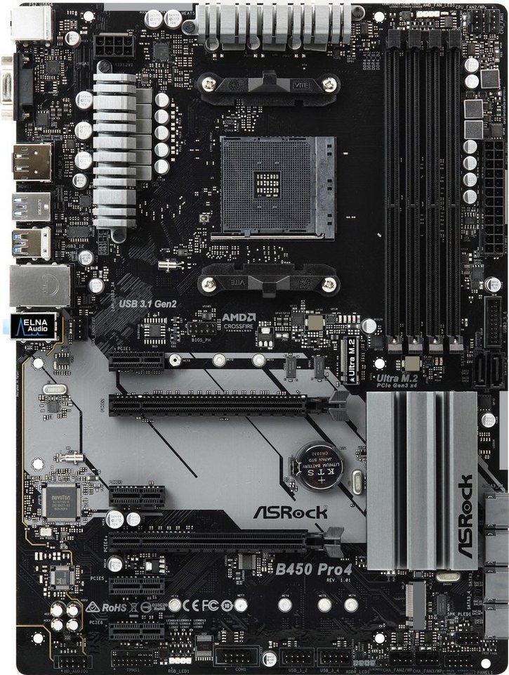 Asrock ASRock B450 Pro4 Mainboard AM4, ATX, DDR4, HDMI, OHNE Zubeh.¶r OHNE I Mainboard von Asrock