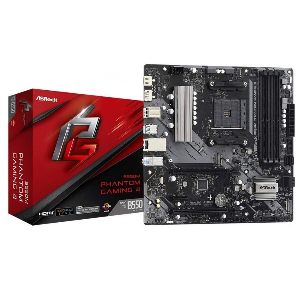 Asrock B550M Phantom Gaming 4 - Mainboard - schwarz Mainboard Asrock B550M Phantom Gaming 4 - Mainboard - schwarz Mainboard von Asrock