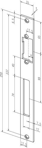 Assa Abloy Flachschließbl.691 VA ma ktg.B.25xL.250mm DIN L/R Assa Abloy effeff von Assa Abloy effeff