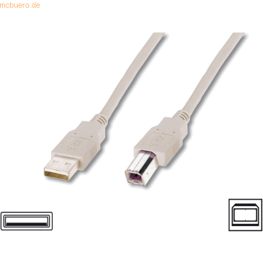 Assmann ASSMANN USB 2.0 Kabel Typ A-B 3.0m USB 2.0 konform beige von Assmann