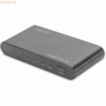 Assmann DIGITUS 4K HDMI 2.0 Switch 3x1 UHD/60Hz Alu-Gehäuse schwarz von Assmann