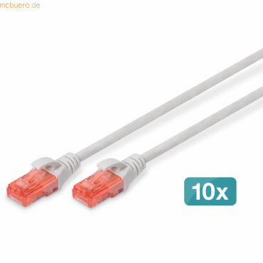Assmann DIGITUS CAT 6 U-UTP Patchk. Cu, LSZH AWG 26/7, 0.5 m, 10er,GR Assmann DIGITUS CAT 6 U-UTP Patchk. Cu, LSZH AWG 26/7, 0.5 m, 10er,GR von Assmann