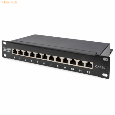 Assmann DIGITUS Cat.6A Patch Panel geschirmt 12-Port 1HE, 10-, schwarz von Assmann