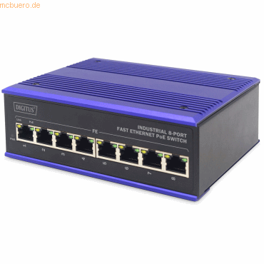Assmann DIGITUS DN-650108 Industr. 8-Port Fast Ethernet PoE Switch von Assmann