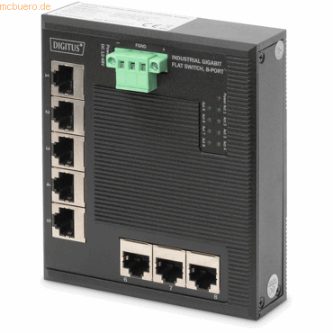 Assmann DIGITUS Industrie Gigabit Flat Switch, 8-Port DN-651127 von Assmann