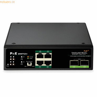 Assmann DIGITUS Industrieller 4-Port Gigabit PoE+ Switch mit 2x Uplink von Assmann