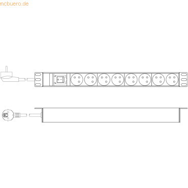 Assmann DIGITUS Steckdosenleiste mit Aluminiumprofil, Schalter, 8-fach von Assmann