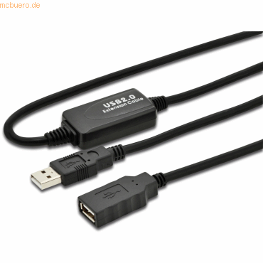 Assmann DIGITUS USB 2.0 Aktives Verlängerungskabel 10m schwarz von Assmann