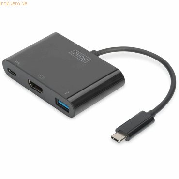 Assmann DIGITUS USB Type-C HDMI 3-Port Adapter HDMI USB-C (PD) USB 3.0 von Assmann