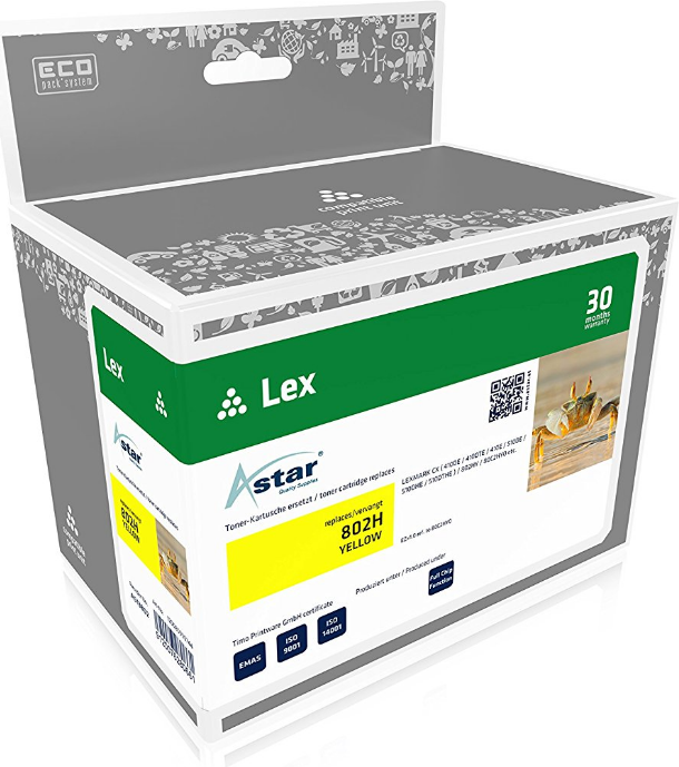 Astar - Gelb - kompatibel - Tonerpatrone (Alternative zu: Lexmark 80C2HY0) - für Lexmark CX410de, CX410dte, CX410e, CX510de, CX510dhe, CX510dthe von Astar