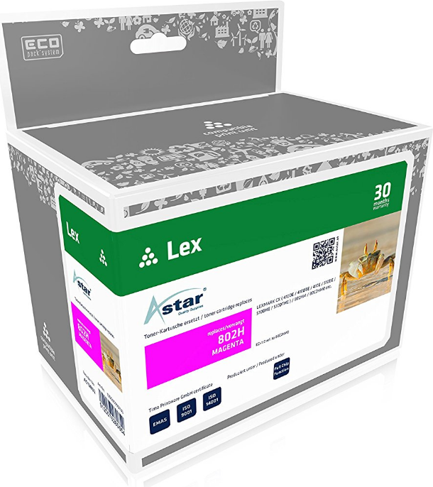Astar - Magenta - Tonerpatrone (entspricht: Lexmark 80C2HM0) - für Lexmark CX410de, CX410dte, CX410e, CX510de, CX510dhe, CX510dthe (AS12802) von Astar