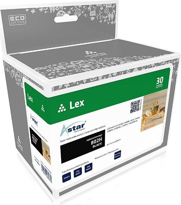Astar - Schwarz - Tonerpatrone (entspricht: Lexmark 80C2HK0) - für Lexmark CX410de, CX410dte, CX410e, CX510de, CX510dhe, CX510dthe (AS11802) von Astar