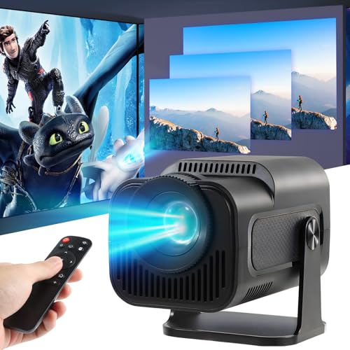 Mini Beamer, HY320 Mini Beamer 4k 200 ANSI Smart Projector mit Android 11, Tragbarer Beamer Outdoor,Unterstützt WiFi 6, BT5.0, Auto Trapezkorrektur, 30"-130" Bildschirm, 180° Drehbar (Schwarz) von Astarama
