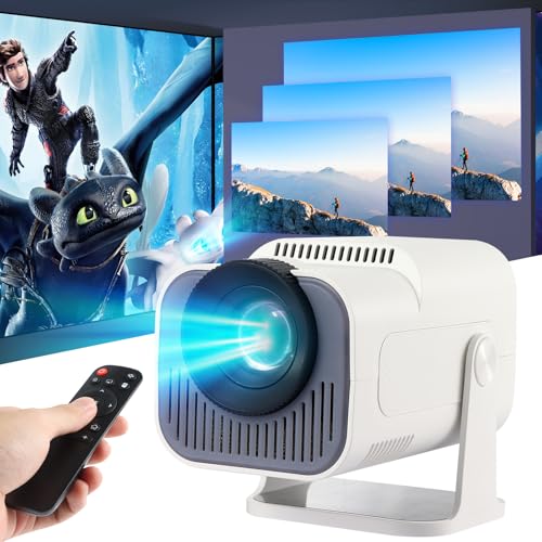 Mini Beamer, HY320 Mini Beamer 4k 200 ANSI Smart Projector mit Android 11, Tragbarer Beamer Outdoor,Unterstützt WiFi 6, BT5.0, Auto Trapezkorrektur, 30"-130" Bildschirm, 180° Drehbar (Weiß) von Astarama