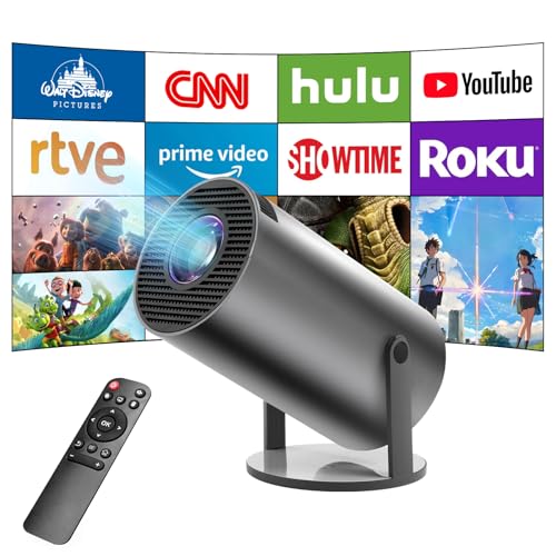 Mini Beamer, Upgrade 4K Heimkino Projektor mit Android OS, Unterstützt 5G WiFi, BT5.0, Auto Trapezkorrektur, 180-Grad-Winkel, 130-Zoll-Display für Phone/PC/Lap (Grau Schwarz) von Astarama