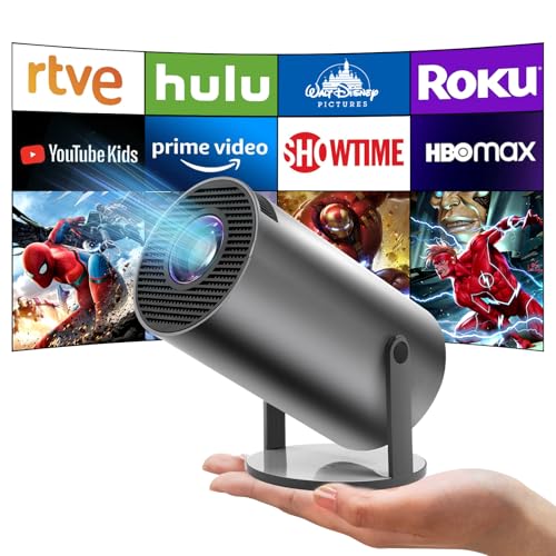 Mini Beamer, Videoprojektor 5G WiFi Bluetooth Projector 4K 200 ANSI Smart Projector.130 Zoll Bildschirm,180-Grad-Flip Tragbarer Projektor,Eingebaute Android OS 11.0 Heimkino Beamer (Stahlgrau) von Astarama