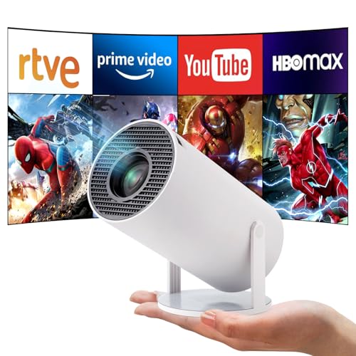 Mini Beamer, Videoprojektor 5G WiFi Bluetooth Projector 4K 200 ANSI Smart Projector.130 Zoll Bildschirm,180-Grad-Flip Tragbarer Projektor,Eingebaute Android OS 11.0 Heimkino Beamer (Weiß) von Astarama