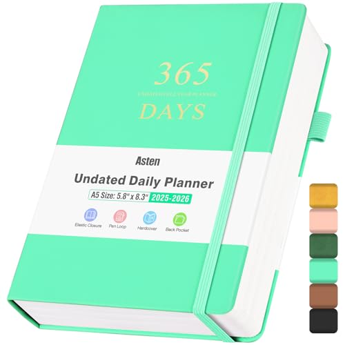 Planer, undatierter Tagesplaner mit To-Do-Liste, 365 Tage Planer für ADHS, Agenda für Frauen Männer, Produktivitätsorganizer mit Kalender, 21.1x14.7 cm (Blau) von Asten