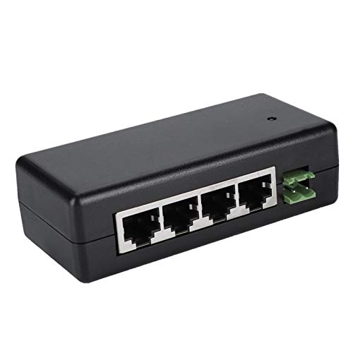 Astibym DC9V-48V 4-Port-PoE-Netzteil PoE-Ethernet-Netzteil Injektor Plug-and-Play für IP-Kamera, Sicherheitsstromversorgung von Astibym