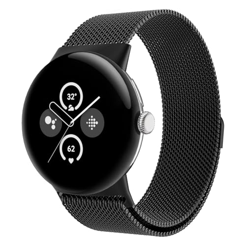 Astorgos Metall Armband Kompatibel mit Google Pixel Watch 1/2/3 41mm, Edelstahl Ersatzarmband Uhrenarmband mit Magnetverschluss für Damen Herren, Schwarz Astorgos Metall Armband Kompatibel mit Google Pixel Watch 1/2/3 41mm, Edelstahl Ersatzarmband Uhrenarmband mit Magnetverschluss für Damen Herren, Schwarz von Astorgos