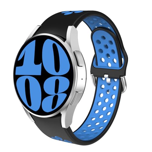 Astorgos Sport Armband Kompatibel mit Samsung Galaxy Watch 7 6 5 4 FE Armband 40mm 44mm/6 4 Classic 43mm 47mm 42mm 46mm/5 Pro 45mm, Weiches Silikon Atmungsaktive Band für Herren Damen, Schwarz/Blau Astorgos Sport Armband Kompatibel mit Samsung Galaxy Watch 7 6 5 4 FE Armband 40mm 44mm/6 4 Classic 43mm 47mm 42mm 46mm/5 Pro 45mm, Weiches Silikon Atmungsaktive Band für Herren Damen, Schwarz/Blau von Astorgos
