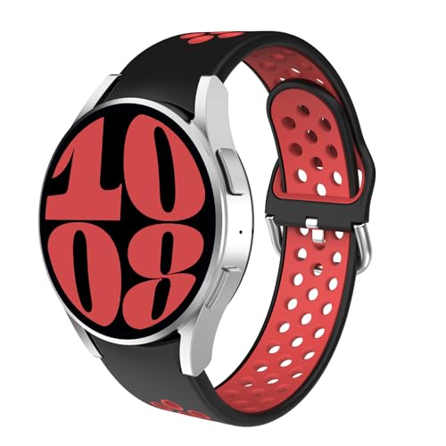 Astorgos Sport Armband Kompatibel mit Samsung Galaxy Watch 7 6 5 4 FE Armband 40mm 44mm/6 4 Classic 43mm 47mm 42mm 46mm/5 Pro 45mm, Weiches Silikon Atmungsaktive Band für Herren Damen, Schwarz/Rot Astorgos Sport Armband Kompatibel mit Samsung Galaxy Watch 7 6 5 4 FE Armband 40mm 44mm/6 4 Classic 43mm 47mm 42mm 46mm/5 Pro 45mm, Weiches Silikon Atmungsaktive Band für Herren Damen, Schwarz/Rot von Astorgos