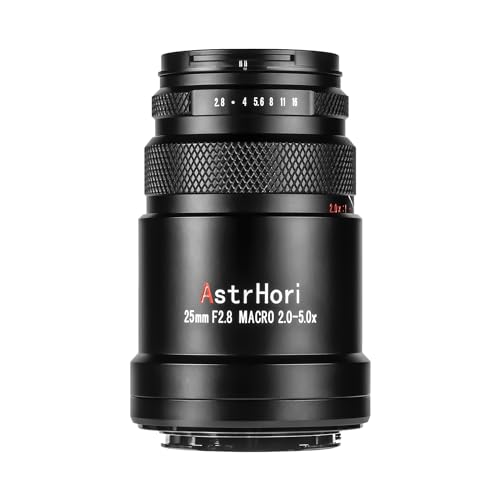 AstrHori 25 mm F2,8 2X-5X Ultra-Makro-Objektiv, Vollformat, manueller Fokus, kompatibel mit spiegellosen Canon RF-Mount-Kameras EOSR, RP, R5, R5C, R6, R7, R10 usw. von AstrHori