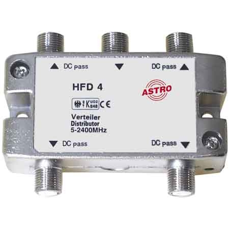 HFD 4  - Sat-Verteiler 4-fach 11-13db 5-2400MHz HFD 4 von Astro Strobel