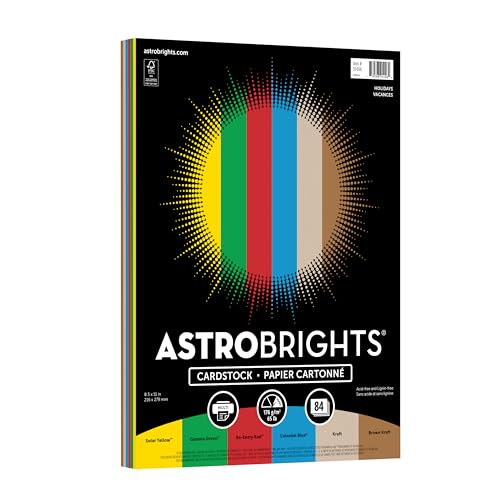 Astrobrights Farbiger Karton, Urlaubssortiment, Brief (21,6 x 27,9 cm), 29,5 kg, 84 Blatt von Astrobrights