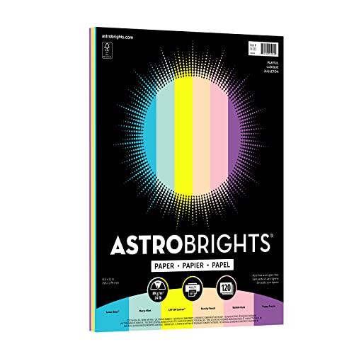 Astrobrights Farbiges Papier, 21,6 x 27,9 cm, 10,9 kg/90 g/m², verspieltes 6-farbiges Sortiment, 120 Blatt (91022) von Astrobrights