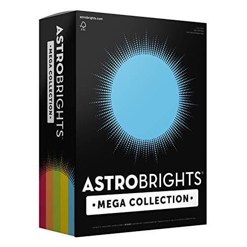 Astrobrights Mega Collection, farbiger Karton, Classic" 5-farbiges Sortiment, 320 Blatt, 176 g/m², 21,6 x 27,9 cm – weitere Bögen (91630) von Astrobrights
