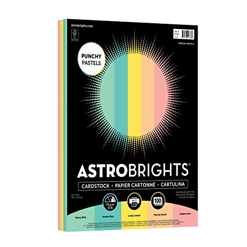 Astrobrights Punchy Pastell-Sortiment, 21,6 x 27,9 cm, 29,5 kg, 5-farbiges Sortiment, 100 Blatt (91786) von Astrobrights