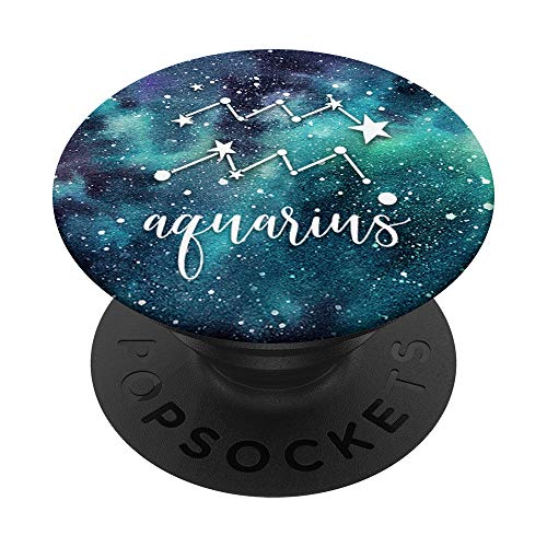 Wassermann - Sternzeichen Aqua Astrologisches Horoskop PopSockets PopGrip: Ausziehbarer Sockel und Griff für Handys/Tablets mit Tauschbarem Top von Astrology Gifts by Vine Mercantile