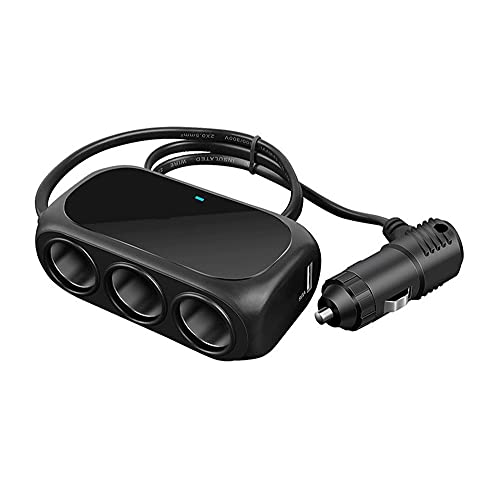 3 Fach Auto Zigarettenanzünder Adapter, Asudaro 120W Auto Ladegerät Zigarettenanzünder Verteiler Adapter Splitter Dual USB Auto DC 12V Netzteil für Handy Tablet GPS Dash Kamera,Schwarz von Asudaro