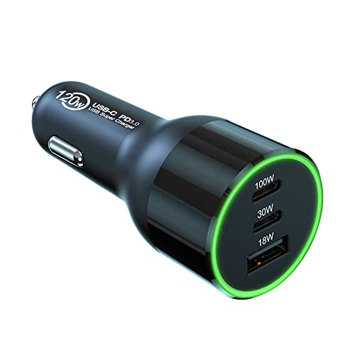 Auto Ladegerät USB C 148W Zigarettenanzünder USB C Ladegerät Auto PD USB C Ladegerät Steckdose USB Zigarettenanzünder Adapter Schnellader 3-Port Auto USB Power Adapter für 12V-24V Auto SUV Motorrad von Asudaro