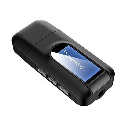 Bluetooth 5.0 Adapter USB Musik Audio Sender Mini Bluetooth Adapter Empfänger Wireless Audio Transmitter Sender Adapter Bluetooth USB Dongle Stick mit LCD-Display für PC/Heim/Kopfhörer/TV/Auto von Asudaro