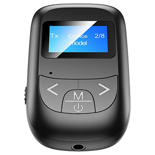 Bluetooth Adapter Audio 5.0 mit LCD-Bildschirm, Kabelloser 2-in-1-Bluetooth, Visualisierung Bluetooth-Sender und Empfänger Bluetooth Audio Empfänger für TV-PC Car Home Stereo-System Freisprechen von Asudaro