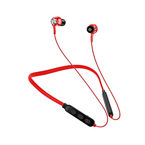 Bluetooth-Kopfhörer, Bluetooth 5.0 Sportkopfhörer Wasserdichte Drahtlose Bluetooth-Kopfhörer Magnetische Ohrhörer mit Mikrofon Sport-Bluetooth-Kopfhörer mit Nackenbügel zum Joggen Outdoor Büro,Rot von Asudaro