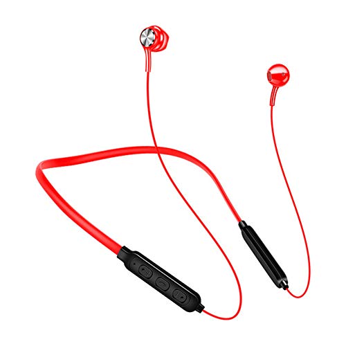 Bluetooth-Kopfhörer, Bluetooth 5.0 Sportkopfhörer Wasserdichte Drahtlose Bluetooth-Kopfhörer Magnetische Ohrhörer mit Mikrofon Sport-Bluetooth-Kopfhörer mit Nackenbügel zum Joggen Outdoor Büro,Rot von Asudaro