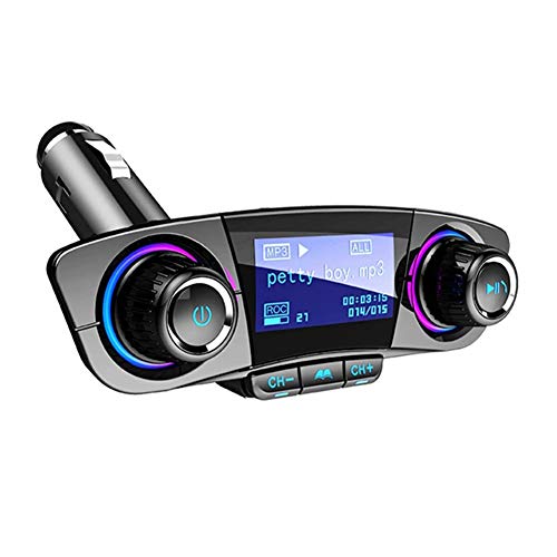 Bluetooth Transmitter, Asudaro Auto Radio Transmitter BT06 KFZ Wireless Bluetooth Radio Adapter Freisprecheinrichtung Car Kit mit Dual USB Ladegerät,Schwarz von Asudaro