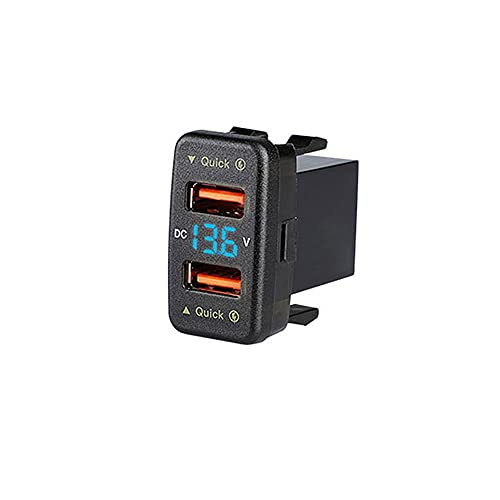 Dual USB Auto Steckdose, Asudaro 36W Autoladegerät 12-24V Dual USB KFZ Ladegerät mit LED Display Meter Voltmeter Kompatibel mit Corolla 2007-2019 KFZ Einbau Buchse Adapter USB KFZ Ladegerät von Asudaro