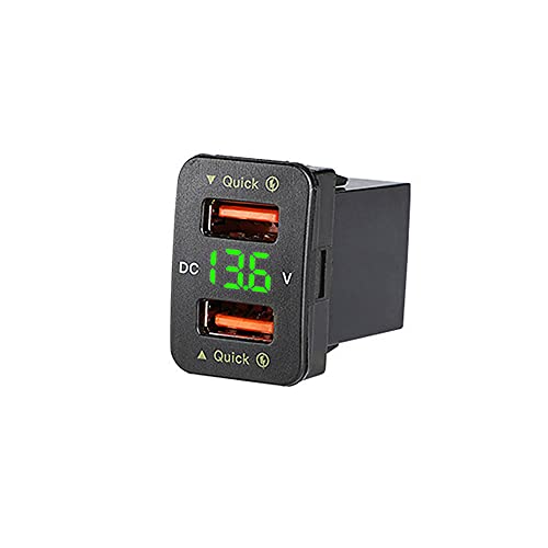 Dual USB Auto Steckdose, Asudaro 36W Autoladegerät 12-24V Dual USB KFZ Ladegerät mit LED Display Meter Voltmeter Kompatibel mit Corolla 2007-2019 KFZ Einbau Buchse Adapter USB KFZ Ladegerät von Asudaro