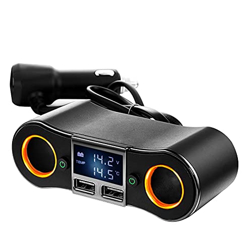 KFZ Zigarettenanzünder Verteiler, Asudaro 12V/24V 80W DC Auto Ladegerät Adapter mit LED Voltmeter Schalter Dual USB Ladegerät Auto Steckdose für Handy Tablet GPS Dash Kamera,Orange 3.0 von Asudaro